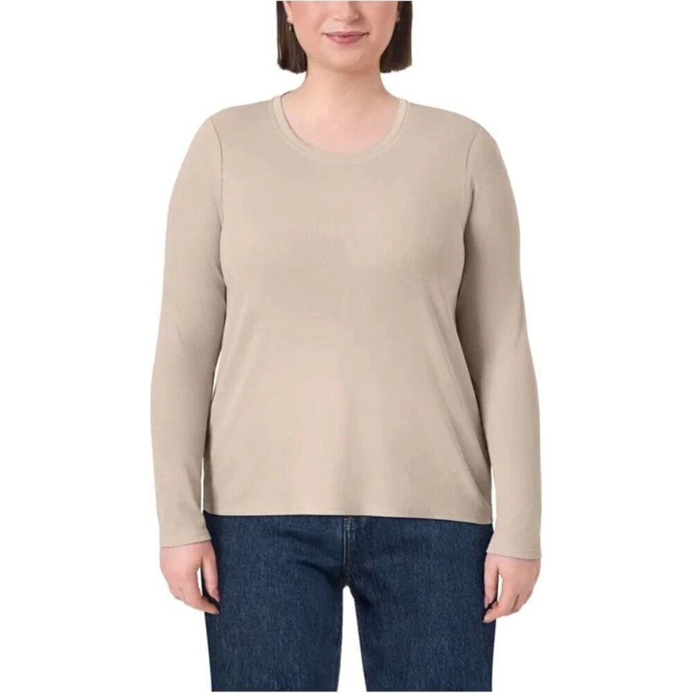 Mondetta Women's XL Beige Long Sleeve Ribbed Top  L1184